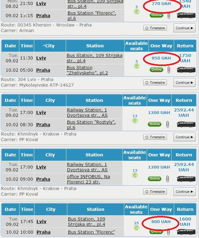 Автобус Прага - Киев за 30 евро