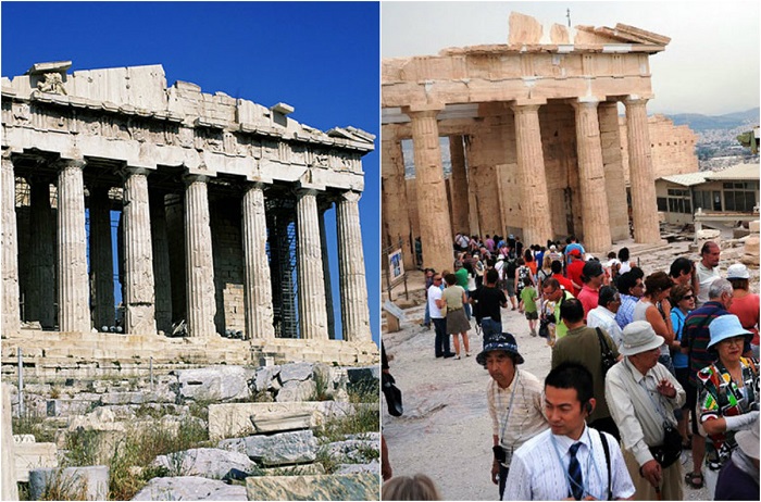 Пережив столько веков, храм Афины и до сегодняшнего дня даже не в идеальном состоянии поражает туристов.