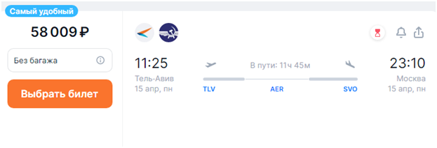Билеты из Тель-Авива и Аммана в Москву подорожали в 2–3 раза